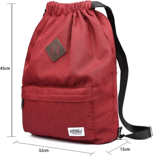 Vista 2 de Mochila deportiva con cordón para gimnasio, yoga, mochila de hombro, para hombres y mujeres, Rojo), K1031-30