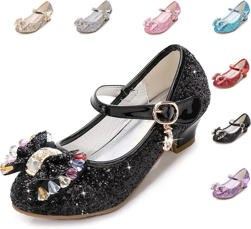 Vista 6 de Cadidi Dinos Zapatos de vestir para niñas con tacón de fiesta de boda Mary Jane Princess Flower Shoes (bebéniño pequeñoniño grande)