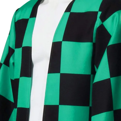 Vista 6 de Bichingda Capa de rol Anime Kamado Tanjirou Nezuko Giyuu Zenitsu Batas de cosplay chaqueta de cárdigan verde