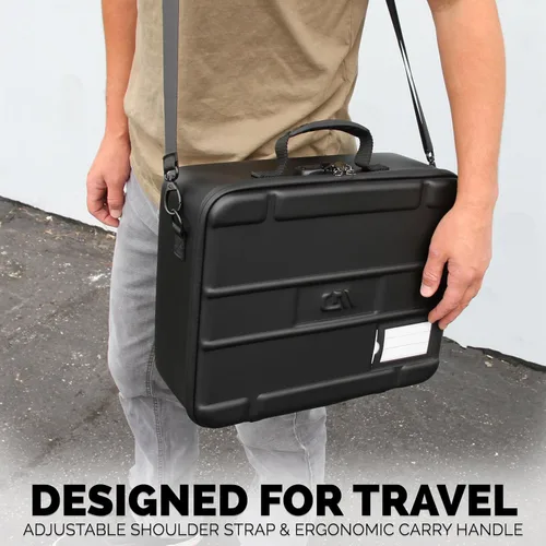 Vista 8 de CASEMATIX Rock Collection - Estuche de viaje con bloqueo programable, caja de colección Rock de 144 ranuras con cuatro bandejas protectoras