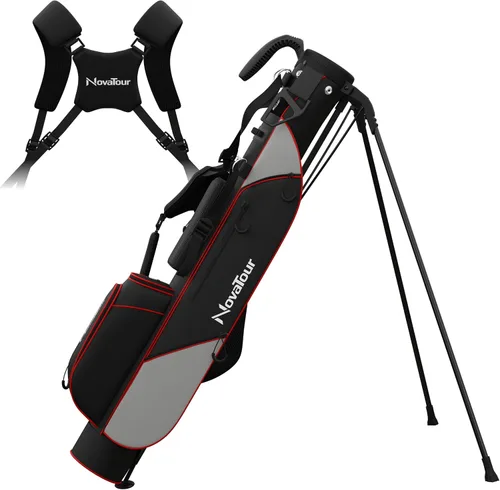 Vista 9 de Bolsa de golf ultraligera Premium Par 3 con doble correa, 6 bolsillos con cremallera para campos ejecutivos y par 3