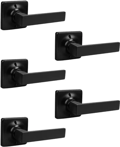 Vista 26 de Mengico Paquete de 1 cerradura de puerta, manijas de puerta negras para interiores, palanca de puerta interior izquierda o derecha, manija de puerta