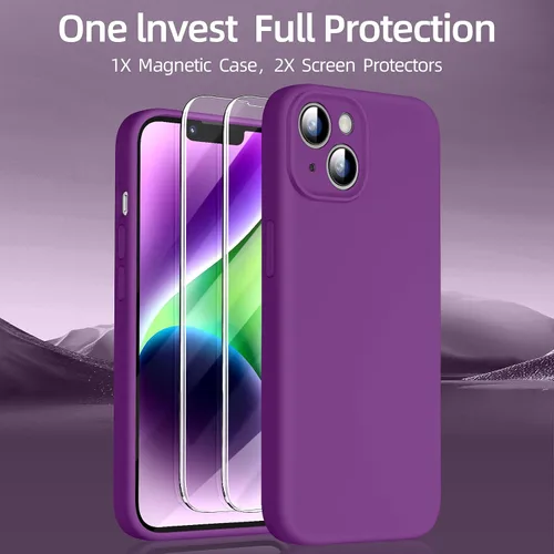 Vista 8 de Dssairo Funda magnética para iPhone 14, con 2 protectores de pantalla, silicona líquida mejorada, protección de cámara mejorada, protección