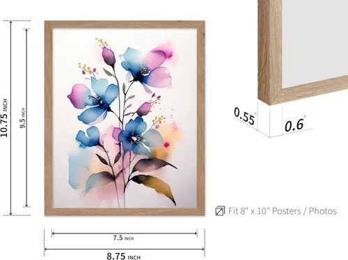 Vista 3 de Poster Master Póster botánico vintage de 3 piezas, estampado floral retro, regalo para artistas, amigos, flores de acuarela, brillante, azul