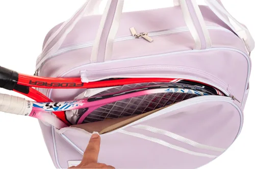 Vista 7 de Remobia Hicol Bolso deportivo grande de piel sintética púrpura para mujer, bolsa de hombro para raqueta de tenis, bolsa de mano de tenis para 2