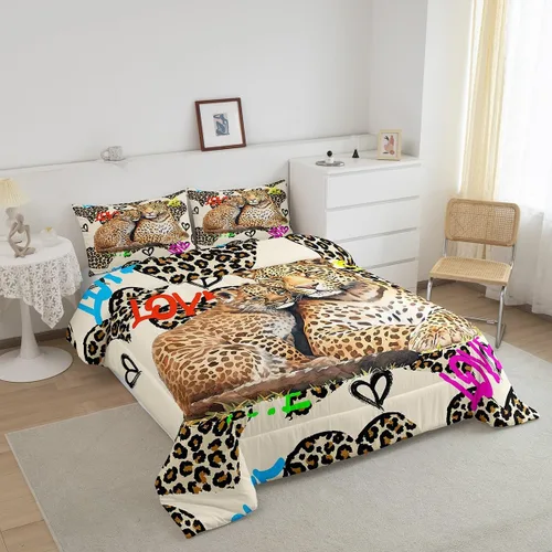 Vista 56 de Juego de ropa de cama Happy Camping de Homewish, tamaño individual, con diseño de osos cazadores y pinos, para niños, hombres, adultos, decoración