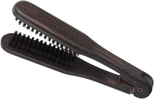 Vista 9 de Peine para alisar el cabello, pinza de cerdas de jabalí, cepillo de doble cara con abrazadera de cepillo, sin cepillo eléctrico para desenredar