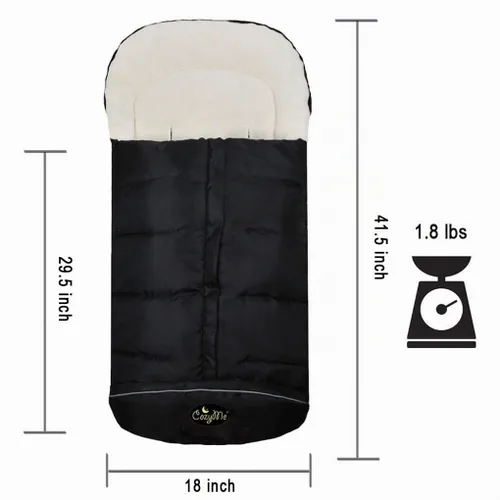 Vista 4 de CozyMe Saco de dormir universal para cochecito de bebé 3 en 1 para invierno, impermeable, con funda para pies ajustable en Negro