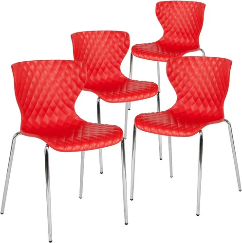 Vista 11 de Flash Furniture Lowell Silla apilable de plástico negro con asiento en cascada