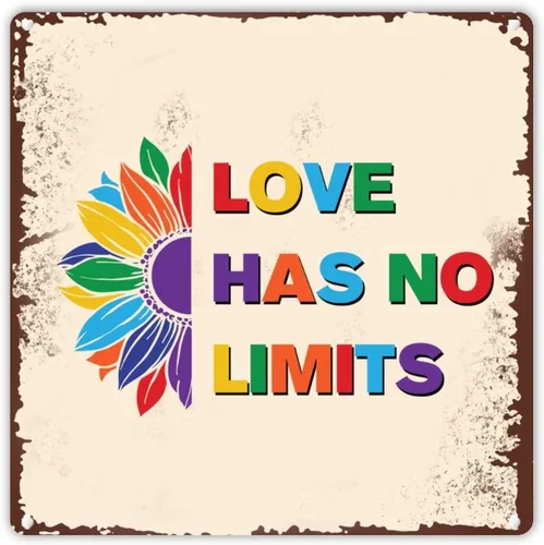 Vista 14 de UFunhome Letrero de hojalata con texto en inglés «Love Has No Limits Only People D», letrero de hojalata de pared con texto en inglés «Love Has No