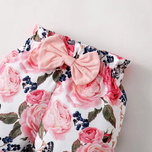 Vista 22 de SUNNY PIGGY Ropa para bebé recién nacida, con volantes, mameluco de algodón floral, conjunto de pantalones de algodón para niñas