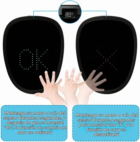 Vista 3 de Depointer Life Máscara LED con detección de gestos, máscara transformadora unisex con luz LED para disfraz, cosplay, fiesta, mascarada