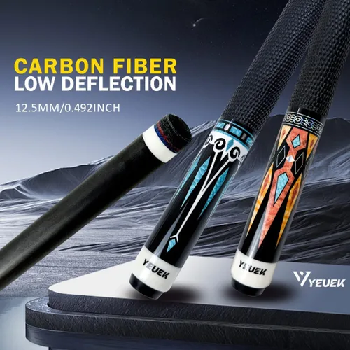 Vista 2 de Carbon Fiber Pool Cue Stick 11.5mm 12.5mm Low Deflection Pool Stick with Wood Butt Professional Cue Stick with Adjustable Extension