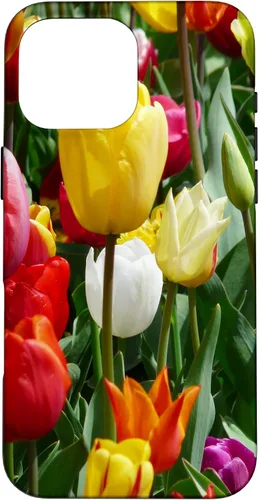 Vista 19 de Funda botánica para iPhone 17 con flores coloridas y tulipanes para amantes de las plantas