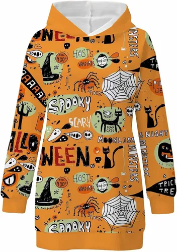 Vista 3 de Disfraces de Halloween para mujer, estampado de sudadera con capucha para otoño e invierno