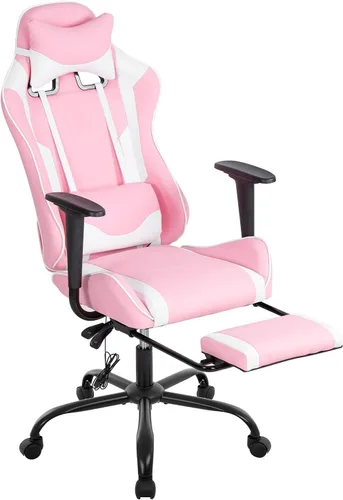 Vista 10 de Silla ergonómica para juegos para adultos, silla de escritorio ajustable con respaldo alto y soporte lumbar y reposapiés, silla de oficina de cuero