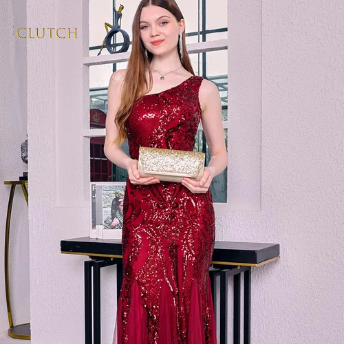 Vista 3 de Bolso de mano dorado, bolsos de mano dorados para mujer, para noche, boda, cóctel, fiesta, bolsa de noche, bolso cruzado de hombro..