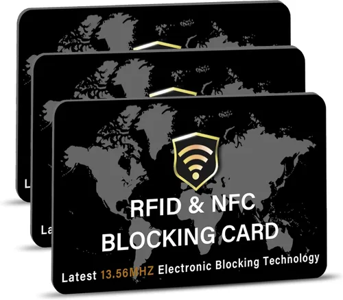Vista 23 de SaiTech IT Paquete de 5 Tarjetas de Bloqueo RFID, Una Tarjeta Protege Toda la Billetera y Cartera, Protector de Tarjetas de Débito y Crédito