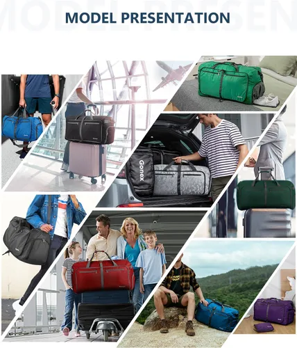 Vista 8 de Gonex Bolsa de viaje plegable grande de 40 L, 60 L, 80 L, 100 L, 150 L, con compartimento para zapatos, plegable, ligera, repelente al agua, bolsa