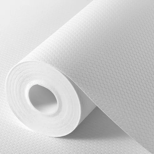Vista 16 de Revestimientos de estantes beige para armarios de cocina, revestimiento de cajones no adhesivo para baño, revestimientos impermeables