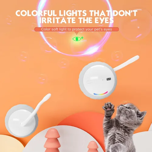Vista 5 de Pelota interactiva mejorada de juguetes para gatos de interior – La pelota para gatos cuenta con activación táctil y por voz, 2 ajustes de velocidad