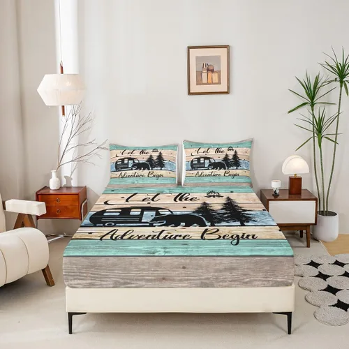 Vista 5 de Ropa de cama de 2 piezas, estilo rústico de granja, juego de ropa de cama para adolescentes y adultos, sábanas bajeras, ropa de cama ajustable