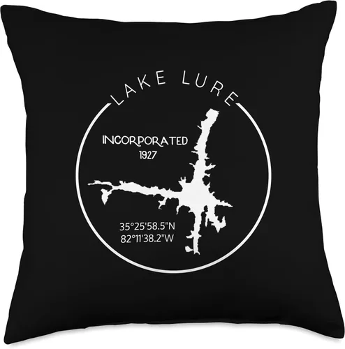 Vista 5 de State of North Carolina Merch Souvenir & Gifts Co. Lake Lure Map GPS Location GIS Rutherford North Carolina - Almohada de 16 x 16 pulgadas