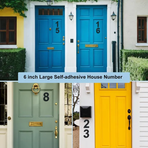 Vista 5 de Números de casa autoadhesivos – Números de puerta de acero inoxidable de 6 pulgadas para exteriores – Número de casa grande y moderno, número