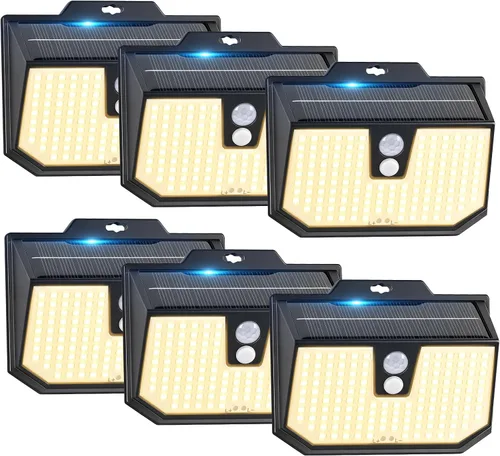 Vista 9 de Brightever Paquete de 2 luces solares con sensor de movimiento para exteriores, IP65, impermeables, con 3 modos de iluminación, luces solares