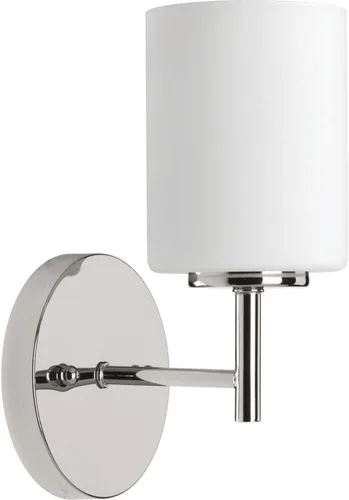Vista 27 de Progress Lighting Lámpara moderna de tocador de baño de cristal blanco grabado con 4 luces, colección Replay, níquel cepillado (P2160-09)