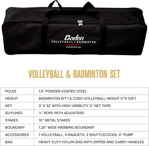 Vista 5 de BadenBaden Champions Volleyball Badminton Combo Set