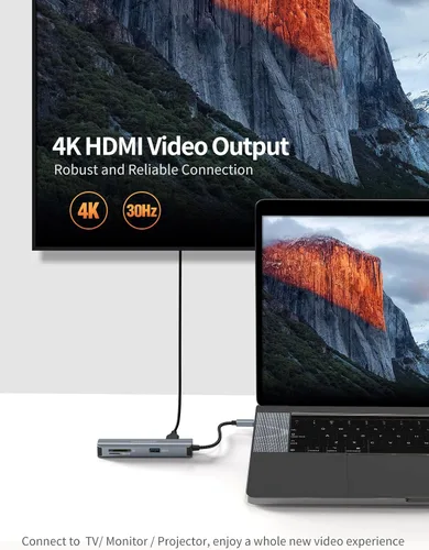 Vista 3 de Hub USB C, adaptador multipuerto CableCreation 5 en 1 para iPad Pro con HDMI 4K, 2 USB 3.0, lector de tarjetas SD/Micro SD para MacBook Pro/Air