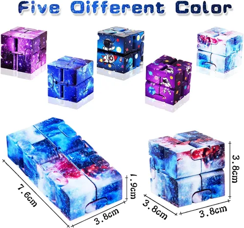 Vista 3 de 12 cubos infinitos, mini juguetes para ansiedad geniales para niños y adultos, dispositivo sensorial mejor para el estrés. Bloques de mano