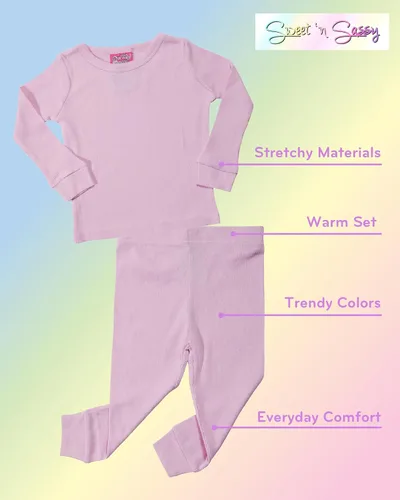 Vista 2 de Sweet & Sassy Conjunto de ropa interior térmica de 4 piezas para bebés y niñas pequeñas