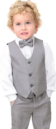 Vista 2 de Lilax Traje formal para niños de 4 piezas, chaleco, pantalones y corbata