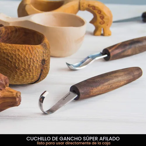 Vista 3 de BeaverCraft Kit de Herramientas para Tallar Cucharas de Madera S14x Deluxe - Juego de Herramientas de Tallado incluye Cuchillo de Tallado de Madera