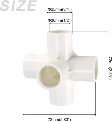Vista 2 de METALLIXITY Tee - Instalación de tubería de PVC (1/2 pulgada), 6 piezas, accesorios de tubería de PVC de 5 vías, conector de muebles