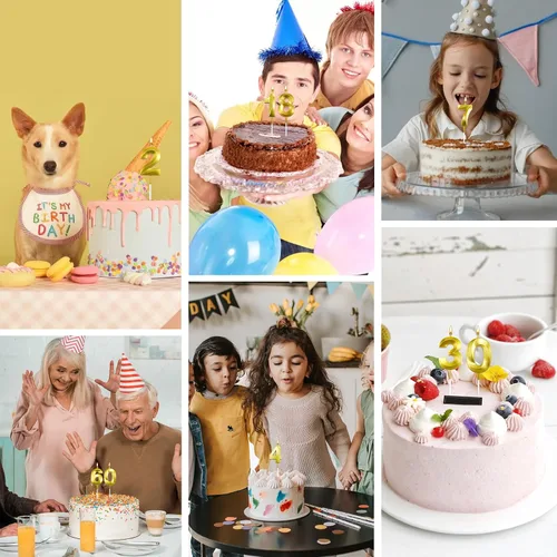Vista 6 de Velas de cumpleaños para pasteles, velas de cumpleaños número 1 doradas, velas de números de feliz cumpleaños, velas de números para decoración