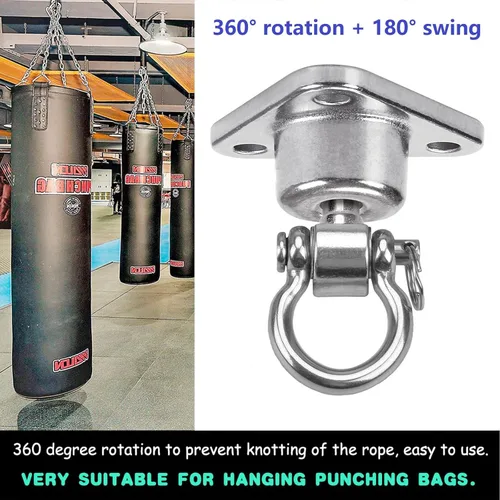 Vista 6 de Silent Bearing Swing Hanger resistente, a prueba de óxido SUS, capacidad de 1500 libras, rotación de 360 grados, patio de recreo, porche, yoga