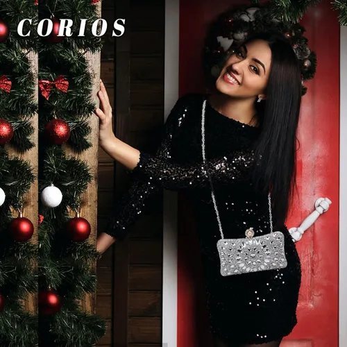 Vista 2 de Bolso de noche de diamantes de imitación para mujer, bolso de mano multicolor de lujo, bolso de boda nupcial
