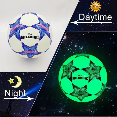 Vista 2 de Balón de Fútbol Personalizado que Brilla en la Oscuridad, Regalo de Balón de Fútbol Luminoso Personalizado con Nombre o Texto o Logotipo