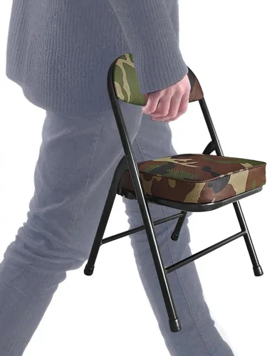 Vista 9 de Mini sillas plegables acolchadas, taburete de garaje, silla de camping portátil con cojín, silla de césped ligera, para eventos deportivos al aire