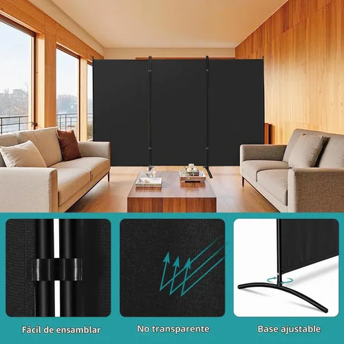 Vista 6 de ZENY Divisor de habitación, 3 paneles plegables de privacidad, panel divisor de habitación independiente para el hogar, oficina, habitación, 101