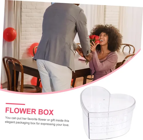 Vista 8 de Cabilock Caja de flores en forma de corazón Florero de acrílico florero de mesa Centro de mesa Maceta de acrílico transparente vitrina de acrílico