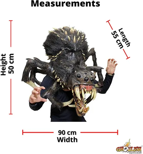 Vista 4 de Ghoulish Productions Máscara de araña mammoth máscara de látex de araña grande negra máscara de araña con dientes grandes Ideal para Halloween Línea
