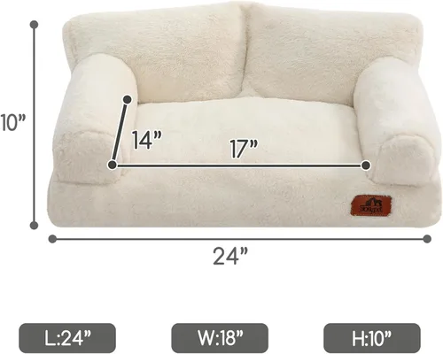 Vista 3 de Hollypet Cama de Felpa Esponjosa para Perros y Gatos, Sofá Cama Suave y Calmante para Gatos y Perros Pequeños y Medianos, Beige