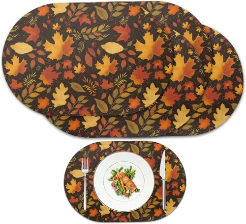 Vista 34 de Blue Flower Dining Table Mats Set of 2 Hummingbird Heat Resistant Placemats Washable and Wipeable Non Slip Place Mat, Waterproof Modern Dining Table