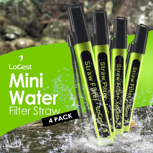 Vista 7 de Paquete de 4 popotes de filtro de agua – Dispositivo purificador de agua – Filtración de agua personal portátil para supervivencia – para kits
