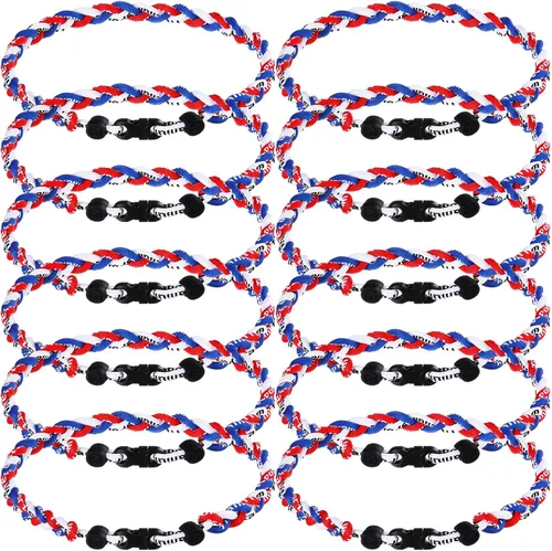 Vista 20 de Zeyune Collar de béisbol de 18 pulgadas para niños, tres cuerdas trenzadas, tornado, titanio, collar de cuerda de béisbol para hombre