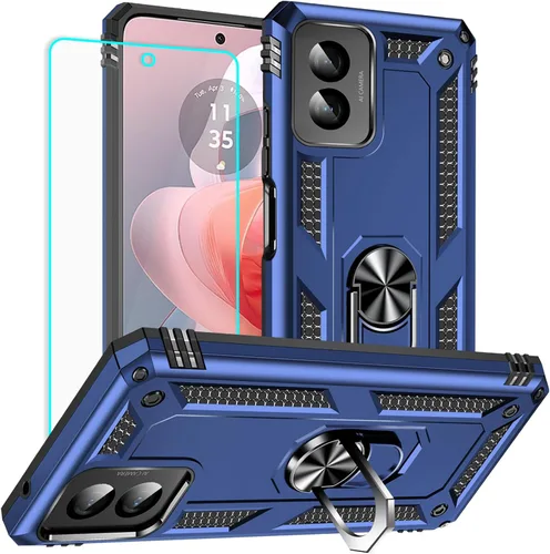 Vista 18 de Yiakeng Funda para Moto G Power 5G 2024 con protector de pantalla: [probada contra caídas de grado militar] Soporte de anillo a prueba de golpes